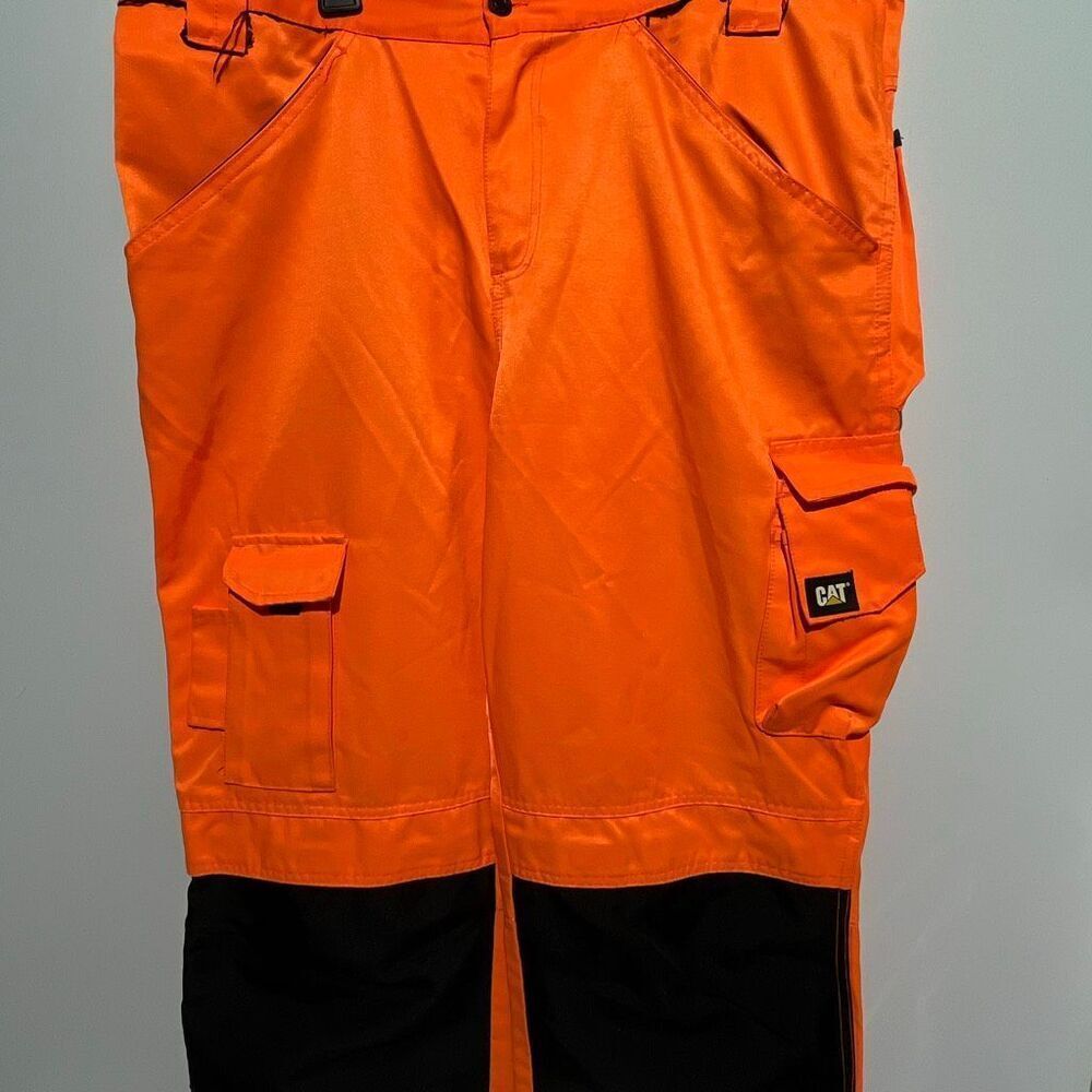 CAT Men's Orange Black Colorblock Hi-Visible Trouser Work Pants Size 38/34‎